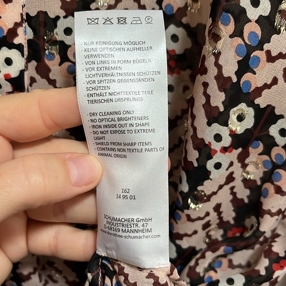 Dorothee Schumacher Pink Floral Silk Button Up Down Blouse Top Shell Size 3 - Picture 11 of 13